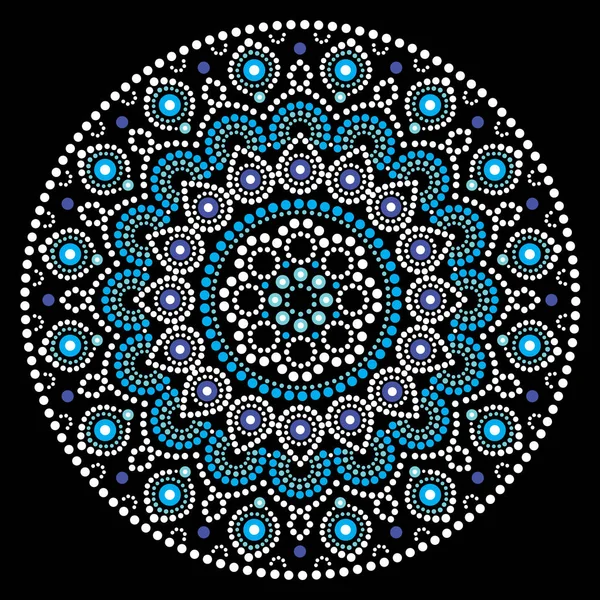 Mandala Vector Kunst Australische Dot Schilderen Wit Blauw Ontwerp Aboriginal — Stockvector