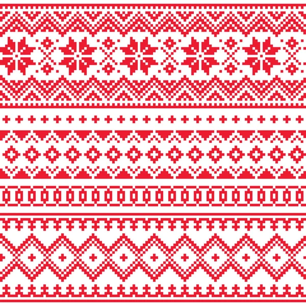 Lappland Vektor Nahtloses Wintermuster Sami People Volkskunst Design Traditionelles Stricken — Stockvektor