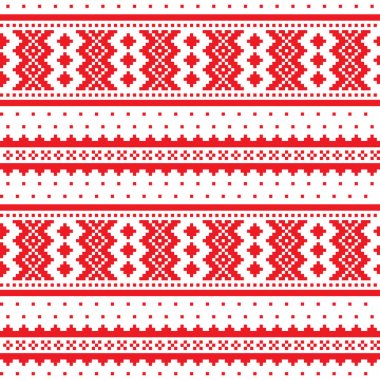 Kış Kanaviçe işi vektör desen Sami Lapland - İskandinav, Nordic folk sanatta esinlenerek tarzı