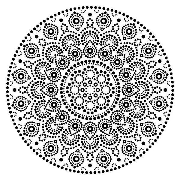 Mandala Arte Vettoriale Pittura Punti Australiana Disegno Bianco Nero Arte — Vettoriale Stock