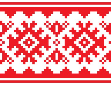 İskandinav, Nordic kemer seamless modeli, Lapland uzun kırmızı Halk sanat tasarlamak vektör, Sami geleneksel nakış millet