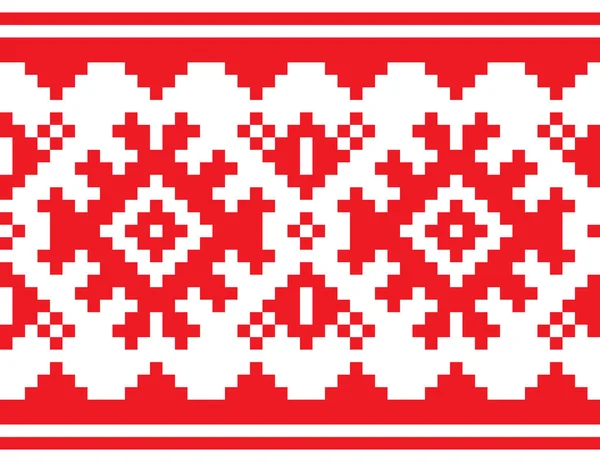 Scandinavian Nordic Vector Belt Seamless Pattern Lapland Long Red Folk — Stock Vector