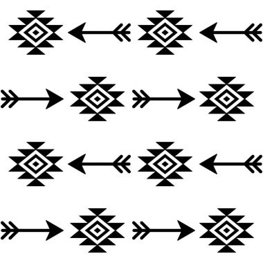 Aztek sorunsuz vektör desen okları, Hint navajo kumaş tasarım, aşiret sanat