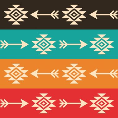 Aztek sorunsuz vektör desen okları, retro Hint navajo kumaş tasarım, aşiret sanat