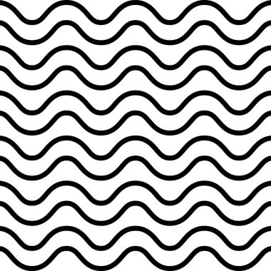 Dalga soyut vektör seamless modeli, basit geometrik tek renkli arka plan. Siyah ve beyaz, İskandinav tarzı duvar kağıdı içinde tekrarlayan çizgili Tema