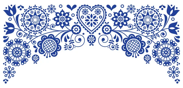 Folk Art Frame Border Retro Vector Design Cartão Ornamento Floral — Vetor de Stock