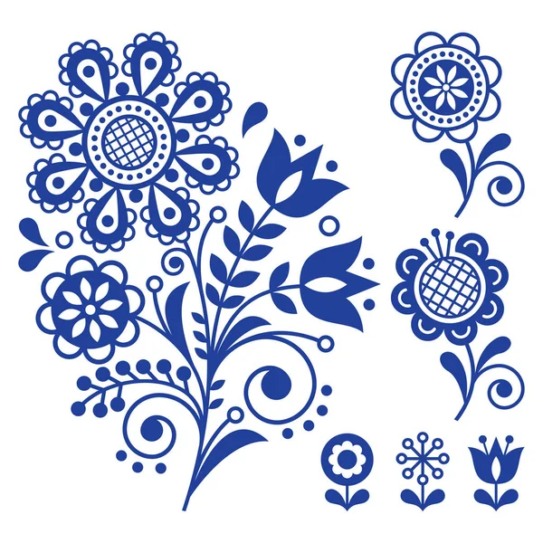 Diseño Vectores Florales Ornamento Vectores Arte Popular Con Flores Patrón — Vector de stock