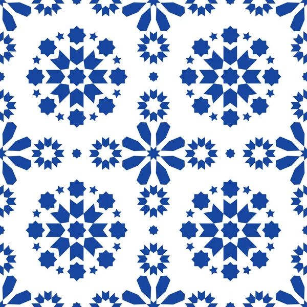 Geometrik Seamless Modeli Azulejos Fayans Portekizli Mavi Çini Tasarım Sorunsuz — Stok Vektör