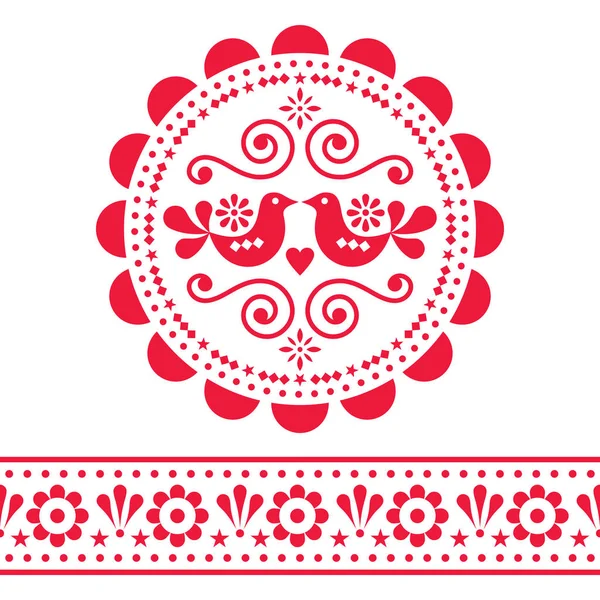 Скандинавський Народний Векторний Візерунок Круглий Безшовний Дизайн Милий Квітковий Орнамент — стоковий вектор