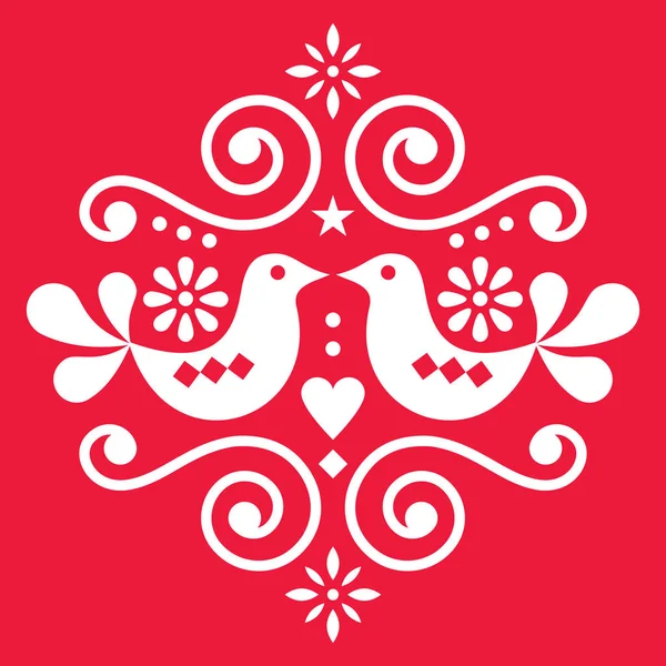 스칸디나비아 디자인 배경에 그려진 귀여운 노르딕 발렌타인데이 카드나 초대장을 — 스톡 벡터