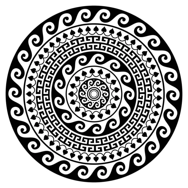 Diseño Vectorial Mandala Griego Patrón Clave Redonda Inspirado Arte Antigua — Archivo Imágenes Vectoriales
