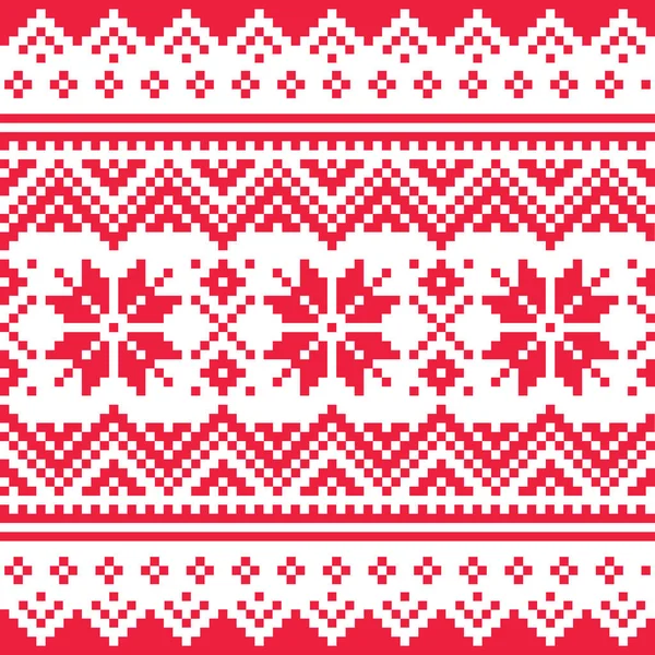 クリスマスベクトルシームレス冬パターン サミ人に触発 ラップランド民俗芸術デザイン 伝統的な編み物や刺繍 — ストックベクタ