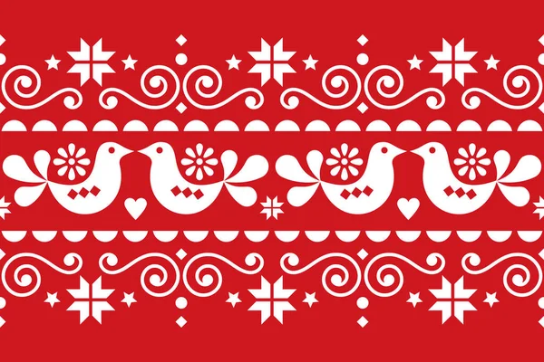 Kerst Folk Kunst Vector Naadloos Textiel Patroon Scandinavische Scandinavische Feestelijke — Stockvector