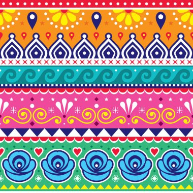 Pakistanlı ya da Hintli kamyon çizimleri kusursuz desenli dekoratif kamyon çiçekli desenli ve soyut şekilli. 