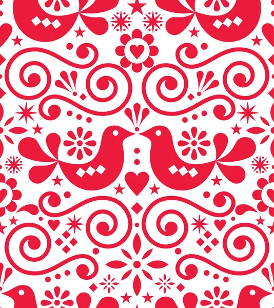 Diseño Inconsútil Del Vector Arte Popular Floral Escandinavo Lindo Patrón — Vector de stock