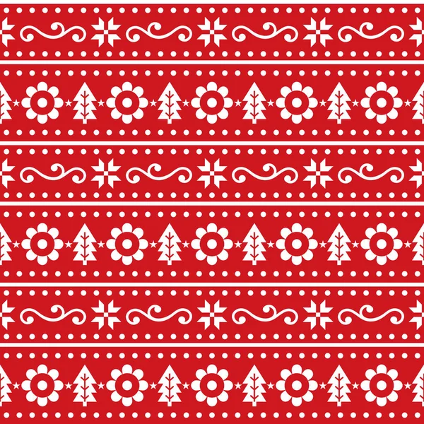 Skandinavischen Weihnachten Folk Nahtlosen Vektormuster Repetitive Winter Niedlichen Nordischen Design — Stockvektor