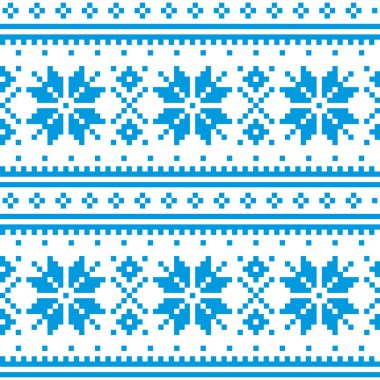 Samiden, Laponya halk sanatları tasarımından, geleneksel örgü ve nakışlardan esinlenerek Noel kış vektörünün kusursuz mavi deseni