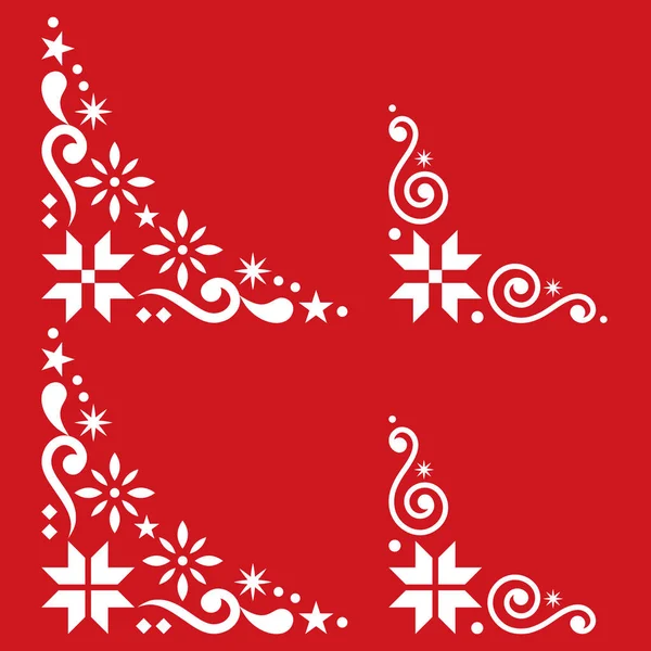 Kerst Vector Hoek Set Scandinavische Stijl Folk Design Elementen Met — Stockvector