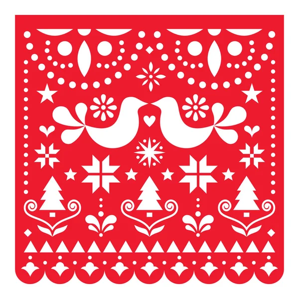 Mexican christmas greeting | Merry Christmas Papel Picado Vector Design