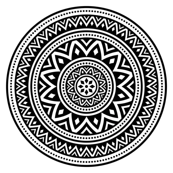 Patrón Vectorial Bohemio Mandala Diseño Redondo Zen Creativo Blanco Negro — Vector de stock