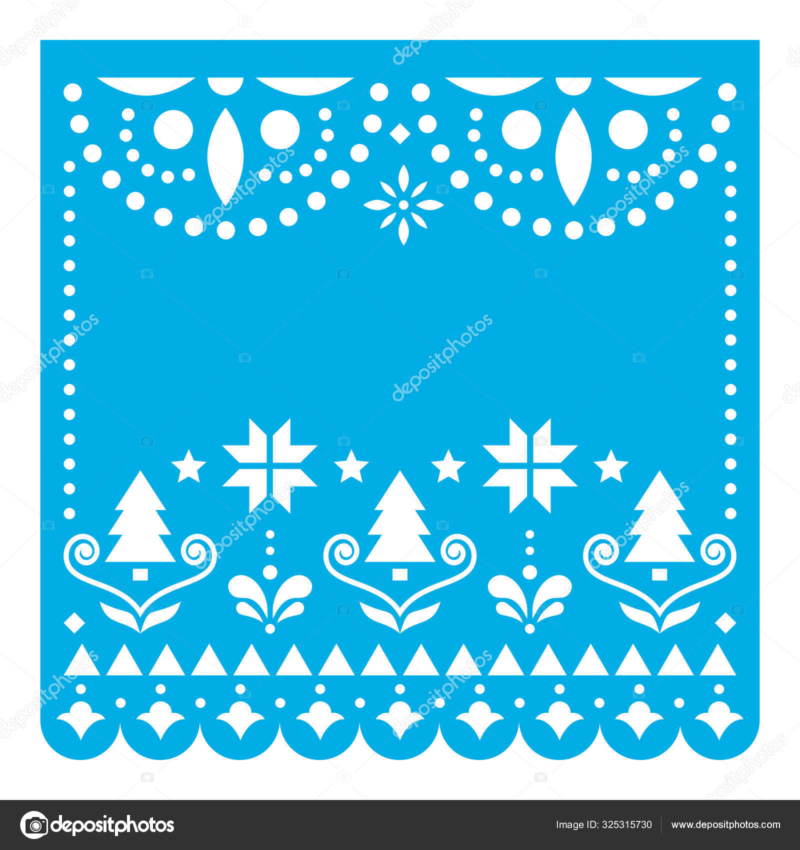 Christmas Papel Picado Vector Design Template Text Mexican Xmas