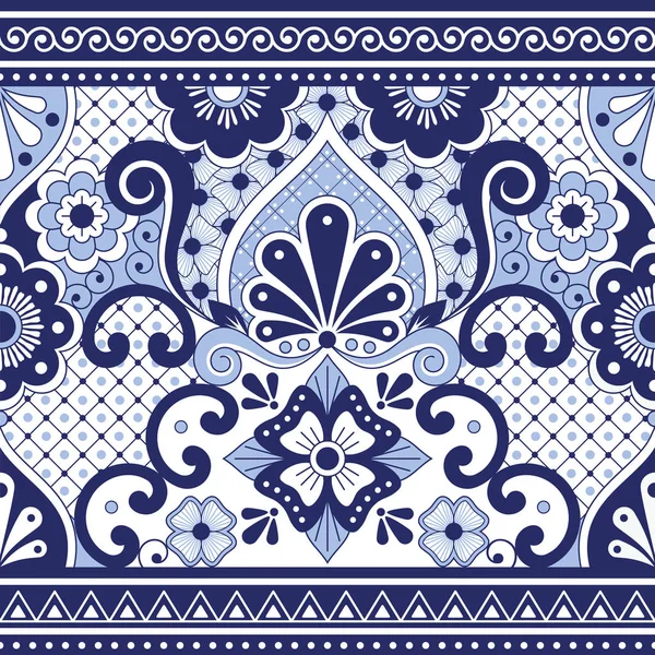 Talavera Mexicană Poblana Vector Model Fără Sudură Fundal Repetitiv Inspirat — Vector de stoc