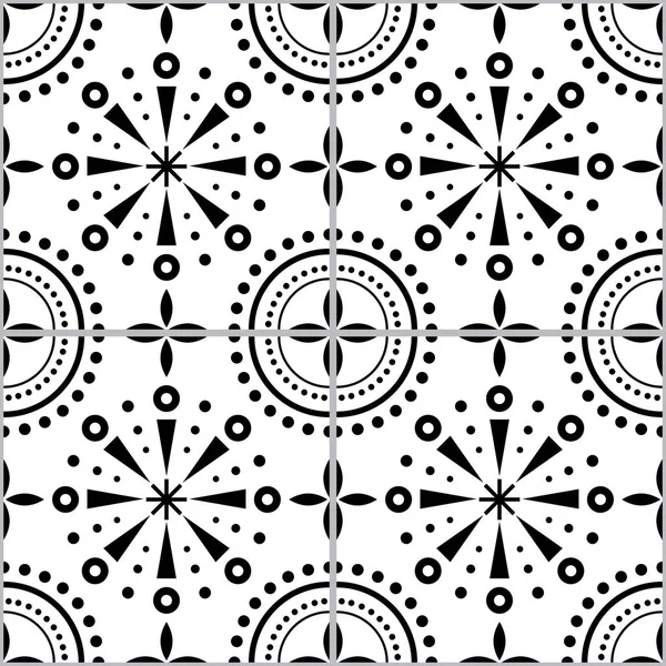 Spanish Portuguese Tiles Vector Pattern Azulejos Tile Seamless Design Geometric — Stock Vector