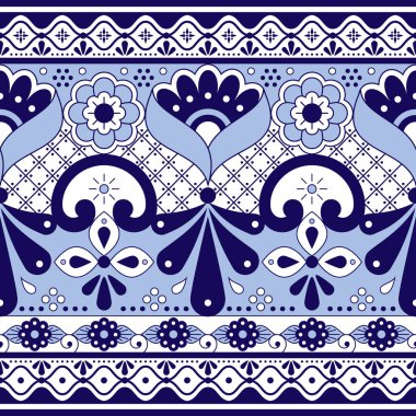Meksika Talavera Poblana çanak çömlek deseni pürüzsüz, Meksika 'nın geleneksel seramik tasarımından esinlenerek tekrarlanan arka plan 