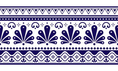 Talavera Poblana vektörü, geleneksel Meksika dekoratif çanak çömlek ve seramiklerinden esinlenilmiş, pürüzsüz, uzun yatay desen. 