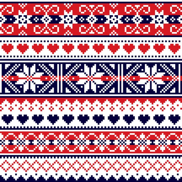 Scottish Fair Isle Style Traditional Knitwear Vector Seamless Pattern Retro — Stock Vector