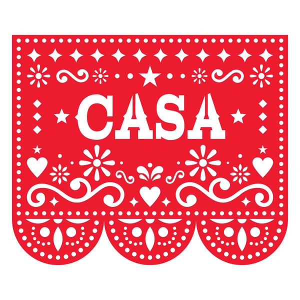 Papel Picado Casa Home Spanish Vector Design Housewarming Party Home — ストックベクタ