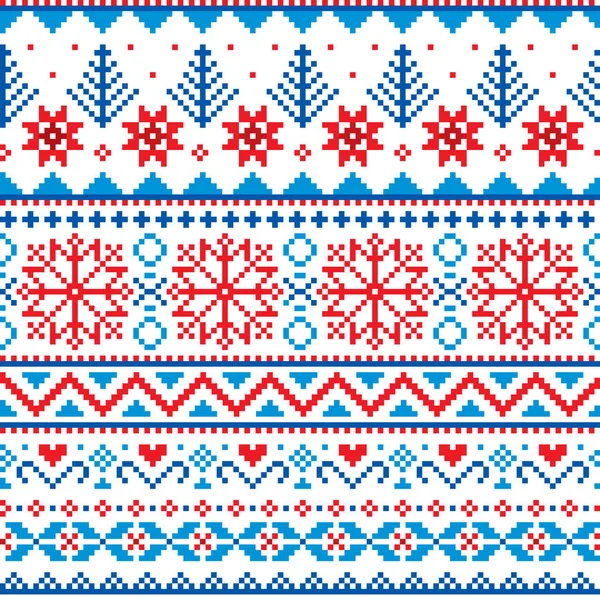 Winter Kerst Fair Isle Stijl Traditionele Breigoed Vector Naadloos Patroon — Stockvector