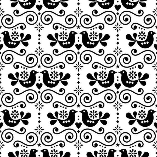 Motif Vectoriel Sans Couture Folklorique Scandinave Motif Floral Répétitif Mignon — Image vectorielle