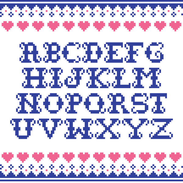 Алфавитный шаблон трикотажа бесшовный векторный зимний узор - Fair Isle стиль традиционный вязаный дизайн
