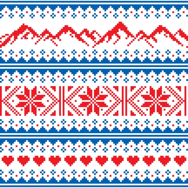 Patrón Sin Costura Vector Punto Montaña Fair Isle Style Diseño — Archivo Imágenes Vectoriales