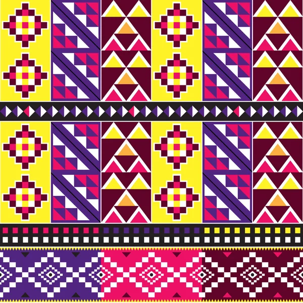 African Tribal Kente Cloth Style Vector Pattern Seamless Design Geometric — 스톡 벡터