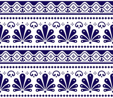 Mexican vector seamless pattern inpired by traditional pottery and ceramics art Talavera Poblana 