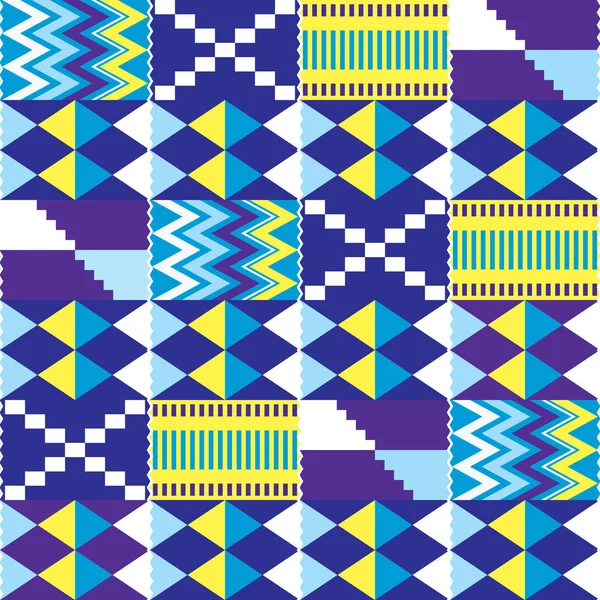 African Kente Nwentoma Cloth Style Vector Seamless Pattern Retro Design — Stock vektor