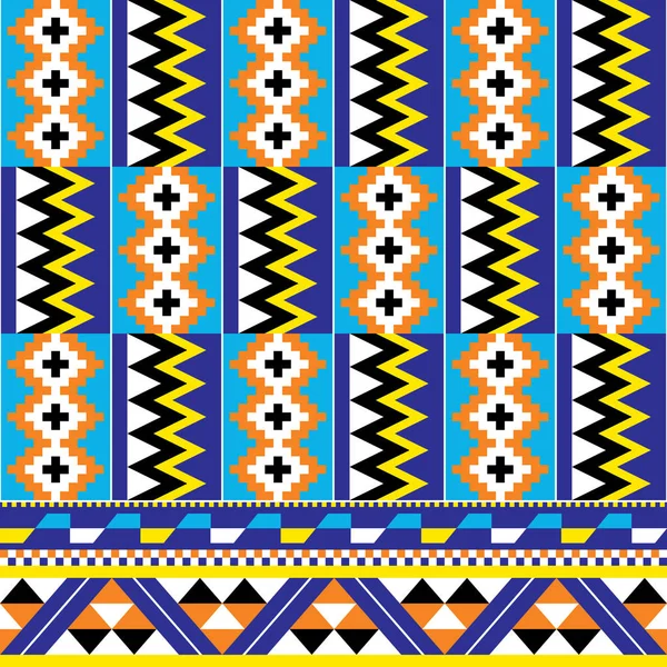 African Tribal Design Kente Nwentoma Textiles Style Vector Seamless Pattern — 스톡 벡터