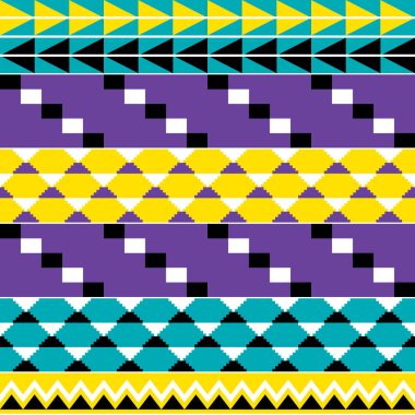 Geometrik şekilli kabile afrikalı dikişsiz vektör deseni, Kente nwentoma stili ilham verici vektör tasarımı