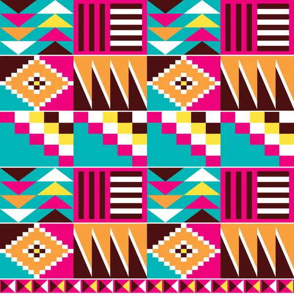 Motif Vectoriel Tribal Géométrique Kente Sans Couture Avec Des Formes — Image vectorielle
