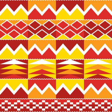 Tribal Kente geometric seamless pattern, African nwentoma cloth style vector design perfect for fabrics and textiles clipart