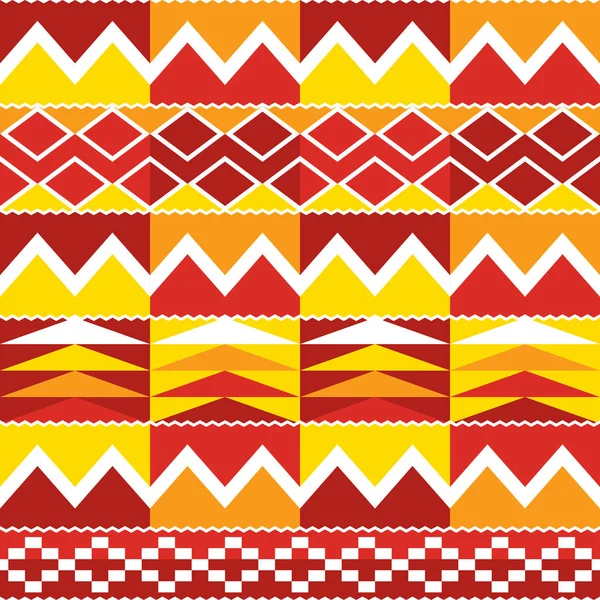 Tribal Kente Geometriska Sömlösa Mönster Afrikansk Nwentoma Tyg Stil Vektor — Stock vektor