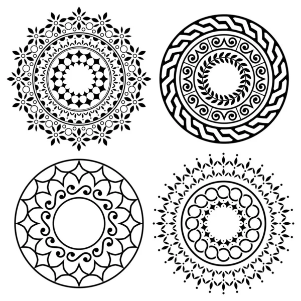 Collection Motifs Vectoriels Mandala Design Bohème Zen Yoga Design Ethnique — Image vectorielle