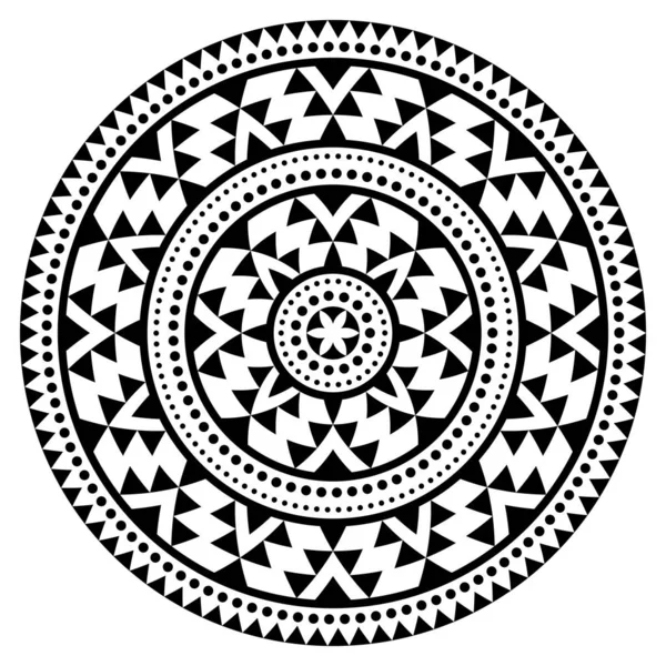 Tribal Aztec Mandala Vector Pattern Bohemian Geometric Design Black White — Stok Vektör