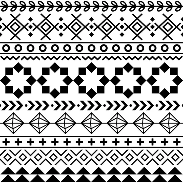 Patrón Geométrico Inconsútil Azteca Tribal Diseño Vectorial Navajo Patrón Negro — Vector de stock