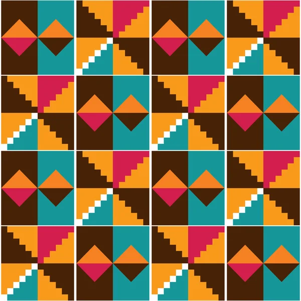 Ghana Afrikaanse Tribal Kente Doek Stijl Vector Naadloze Textiel Patroon — Stockvector