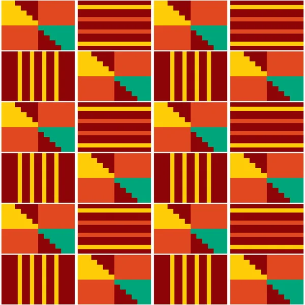 Ghana Afrikanska Stammen Kente Tyg Stil Vektor Sömlös Textil Mönster — Stock vektor