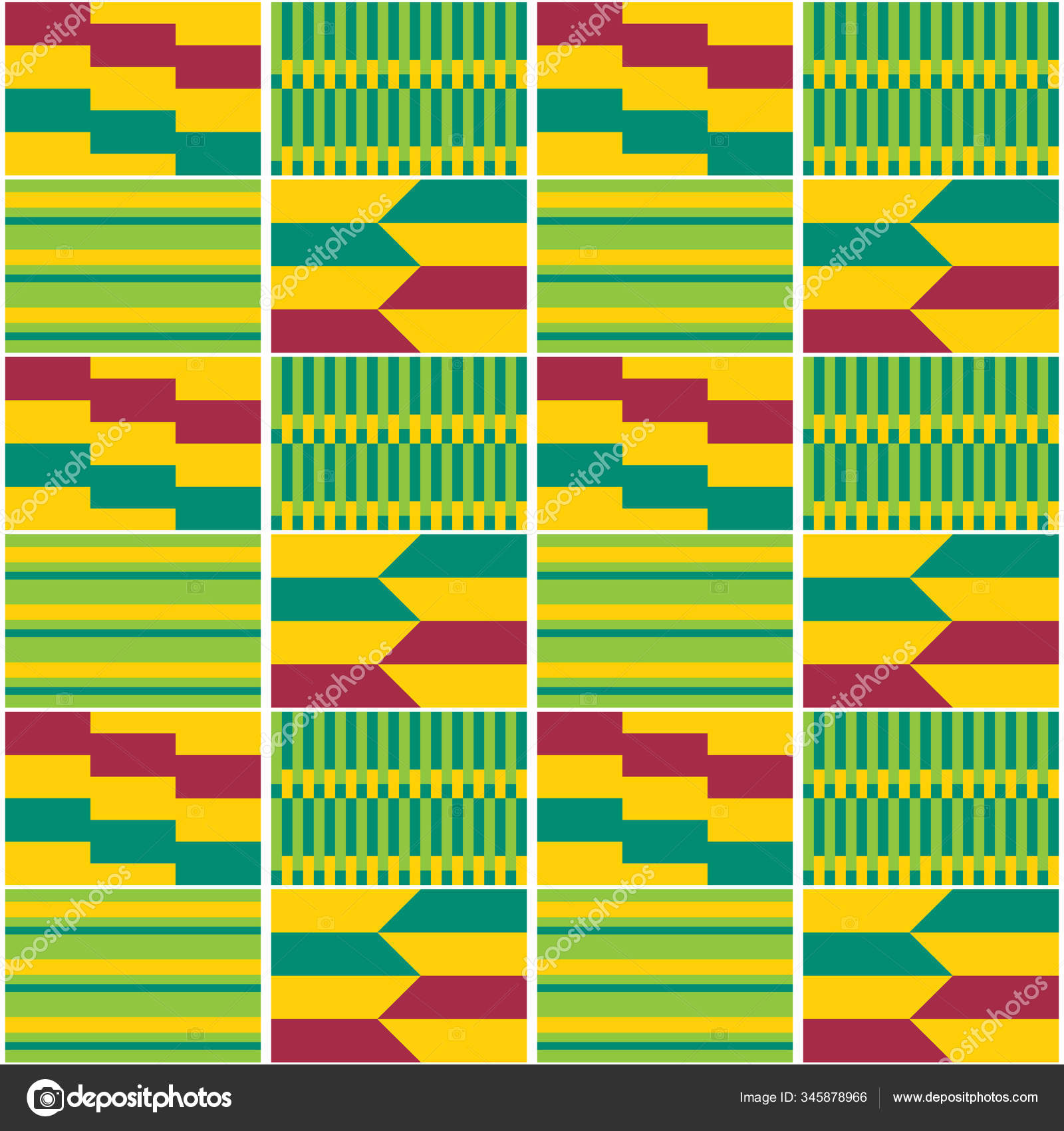 African Kente Nwentoma Cloth Style Vector Seamless Pattern Retro