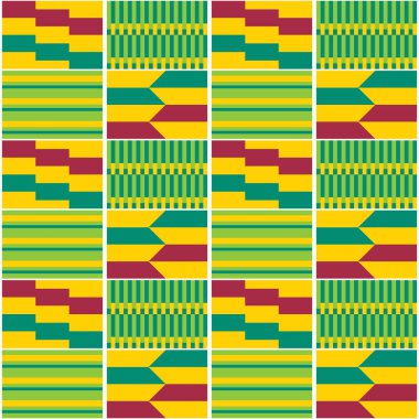 Afrika kabilesi Kente kumaş biçimi vektörü, kusursuz tekstil deseni, geometrik Gana nwentoma tasarımı 
